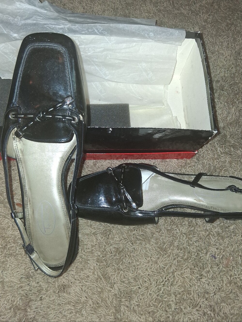 Talbots, Size 9.5 Black Patent Leather Slingback Loafers - Women